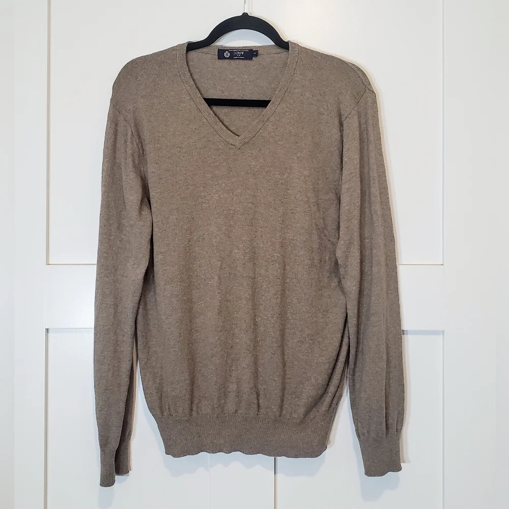 J.Crew Factory Cashmere Cotton V Neck Sweater Pullover Size Small Brown